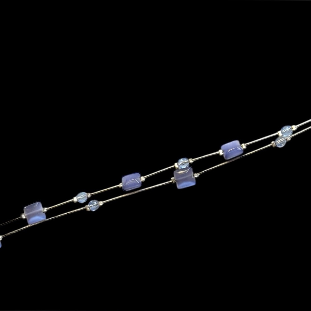 Express Silver Double Stranded Blue Beaded Illusi… - image 5